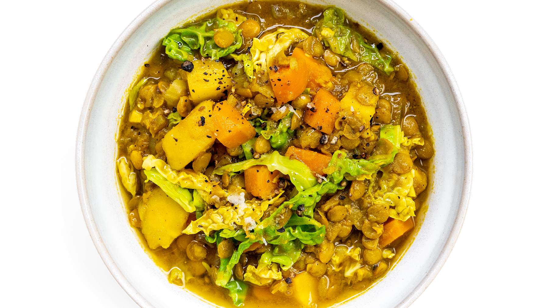 Turmeric Winter Roots, Cabbage & Lentil Soup