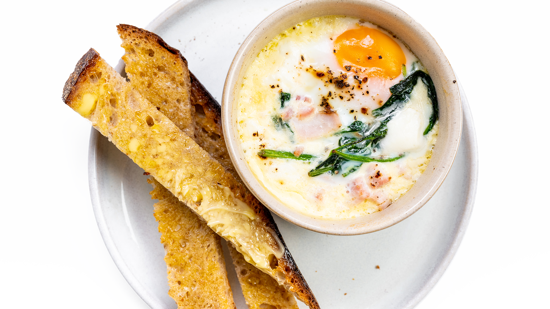 Baked Eggs with Spinach and Ham