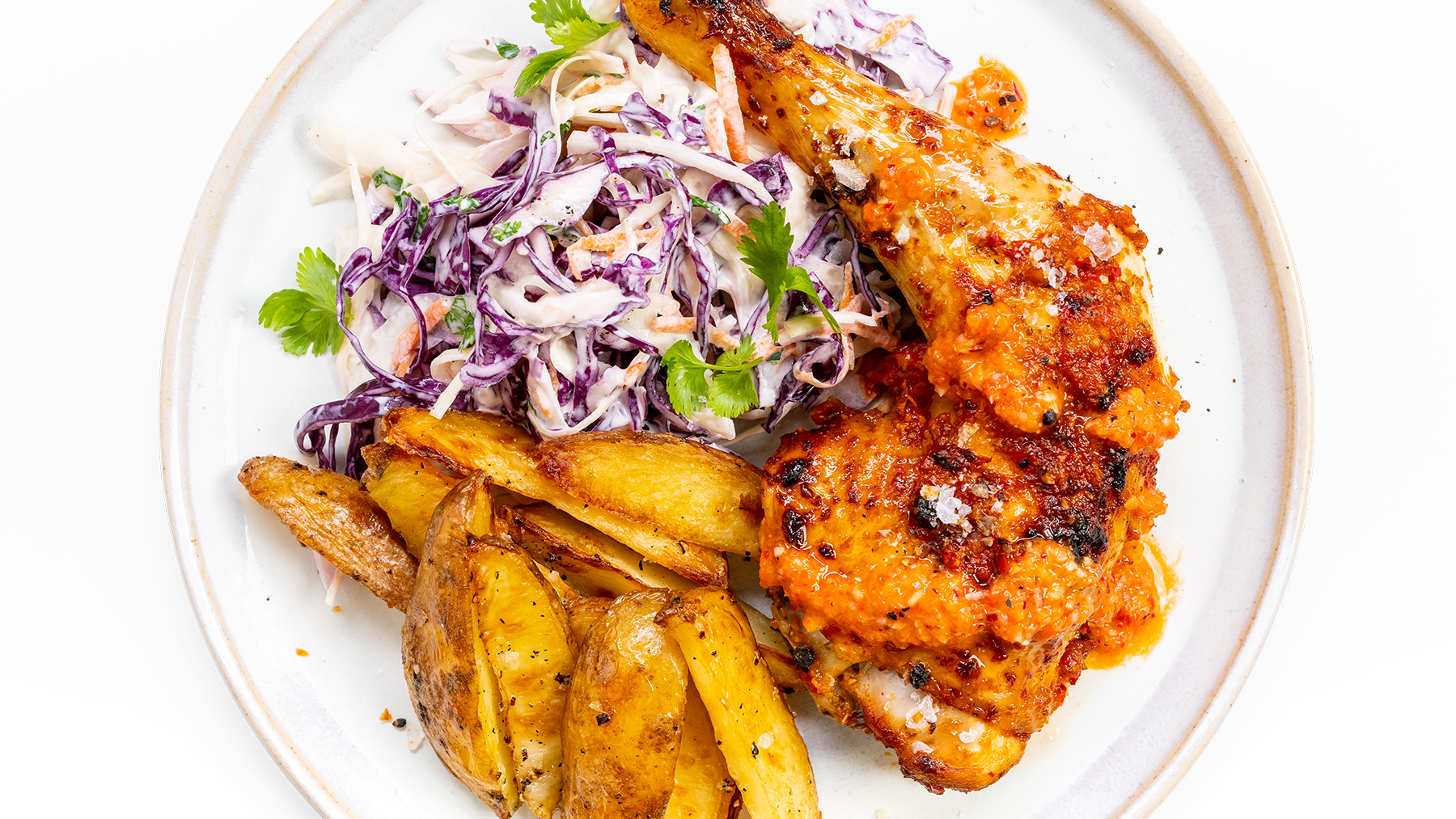 Portuguese Style Chicken & Chips with Veggie Slaw