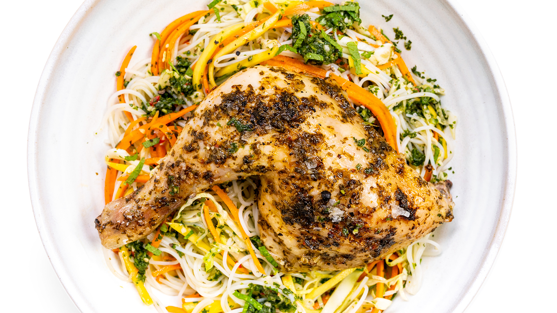 Nam Jim Chicken Noodle Salad with Shaved Cabbage