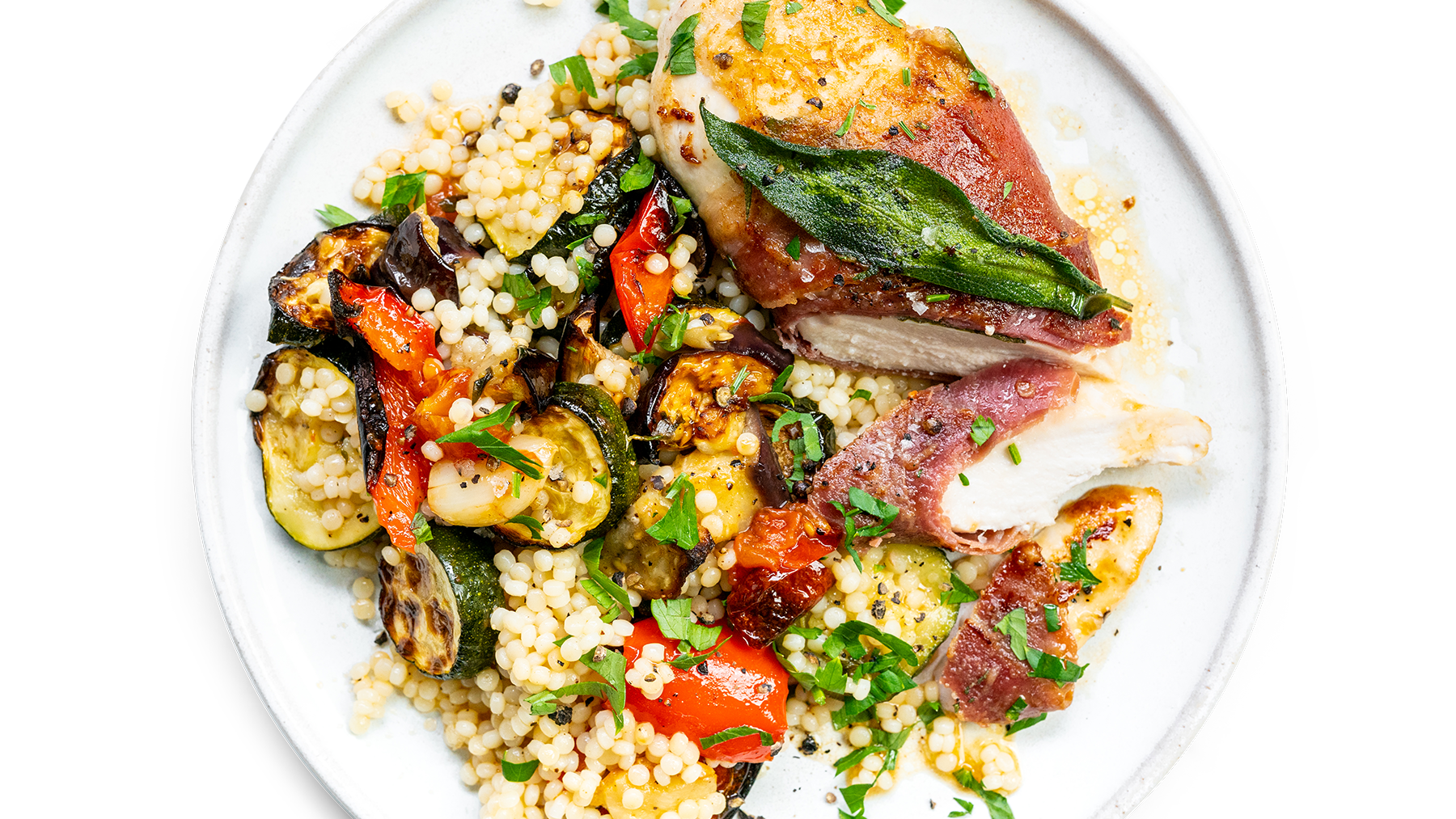 Saltimbocca Prosciutto with Summer Roasted Vegetables