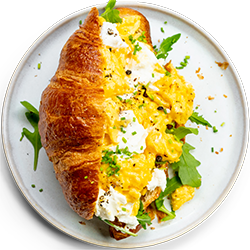 Scrambled Eggs with Goat’s Cheese and Rocket