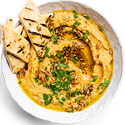 Harissa Hummus with Toasted Pitta Bread