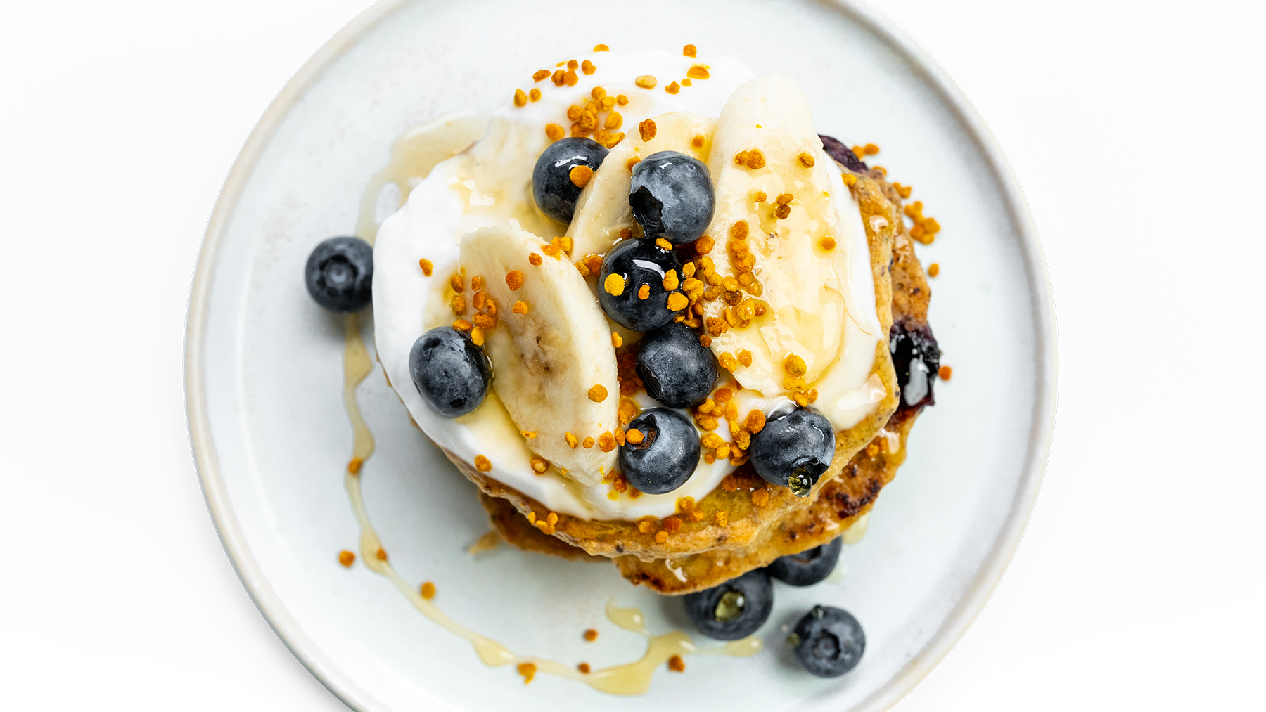 Gluten-free Pancakes with Blueberry, Banana and Honey