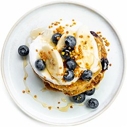 Gluten-free Pancakes with Blueberry, Banana and Honey