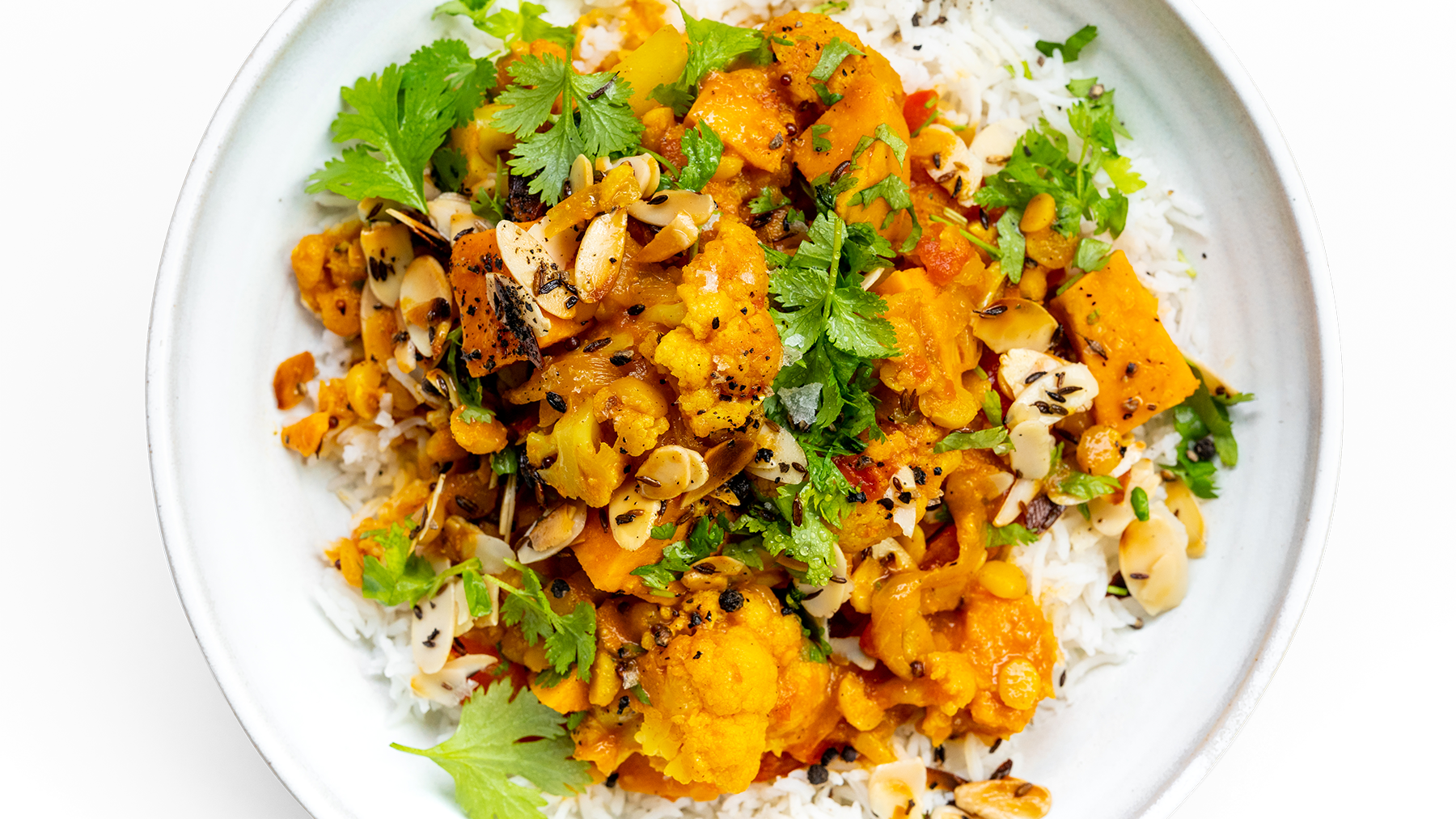 Cauliflower, Sweet Potato, Red Pepper and Split Pea Curry