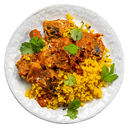 Aubergine Curry with Turmeric Cauliflower Rice