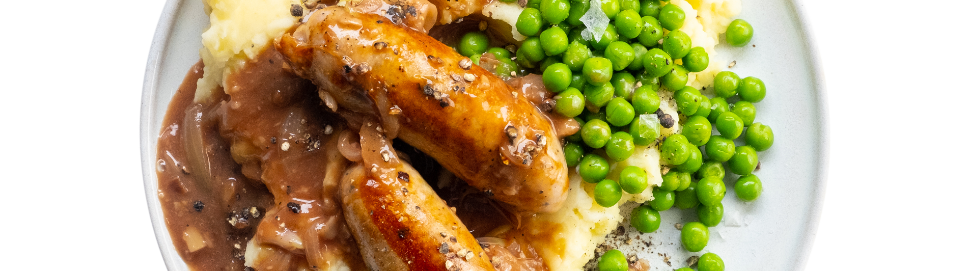 Bangers & Mash with Roast Garlic Onion Gravy