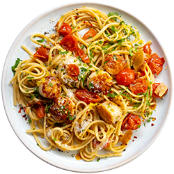 Brown Butter Scallops with Jammy Cherry Tomatoes