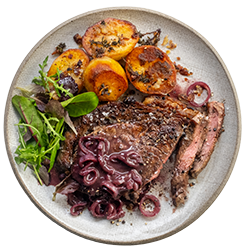 Steak with Red Wine Shallots & Fondant Potatoes