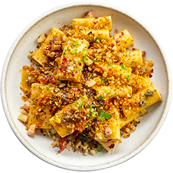 Rigatoni with Pancetta and Crispy Garlic Breadcrumbs