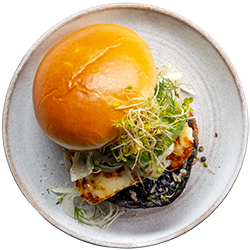 Halloumi Burgers with Shaved Vegetable Slaw