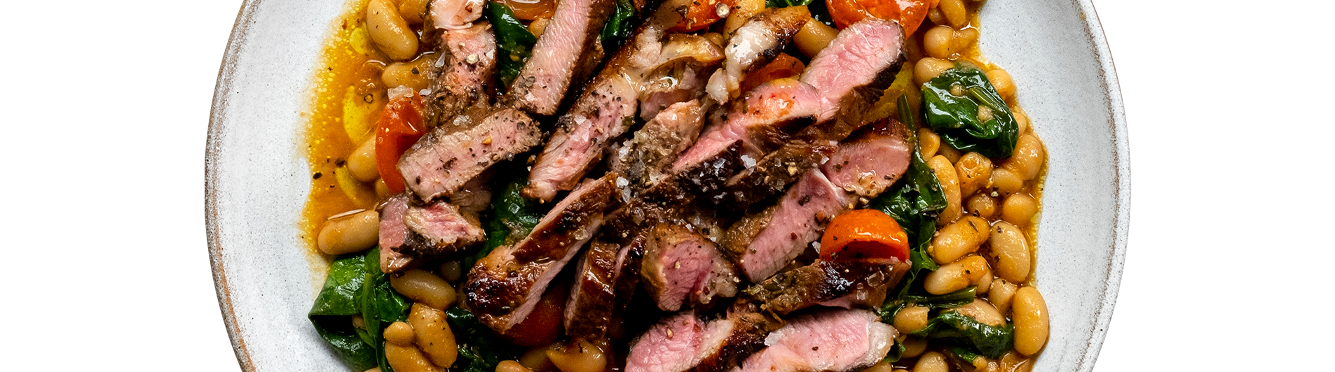 Rosemary Lamb Steaks with Quick Bean Stew