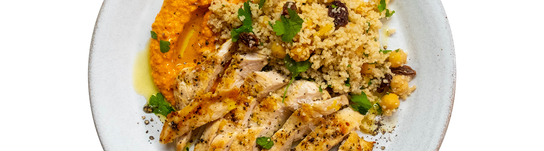 Garlic Butter Chicken with Hummus & Couscous
