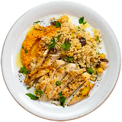 Garlic Butter Chicken with Hummus & Couscous