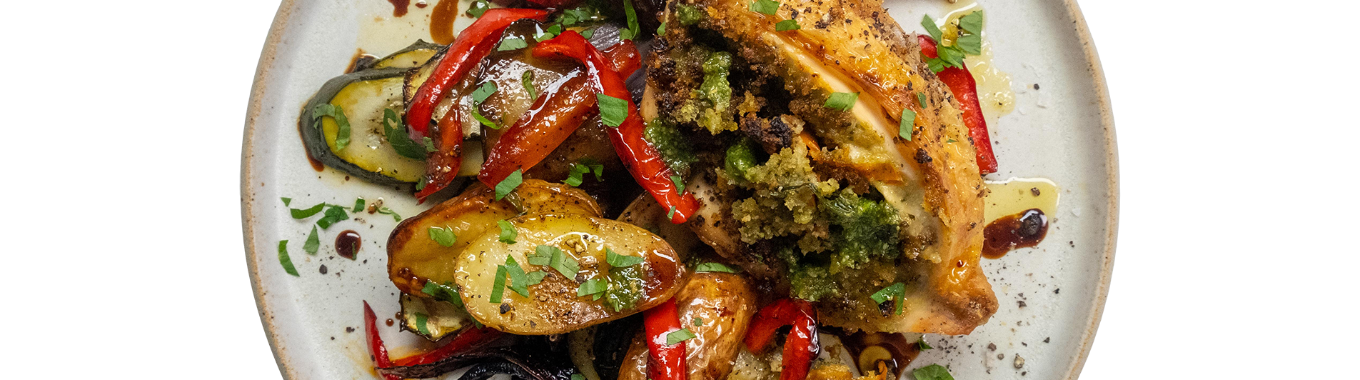 Stuffed Chicken Breast with Balsamic Roast Vegetables