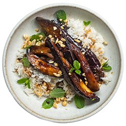 Thai-style Aubergine with Mint & Jasmine Rice