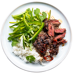 Soy Ginger BBQ Steak with Sesame Coriander Salad